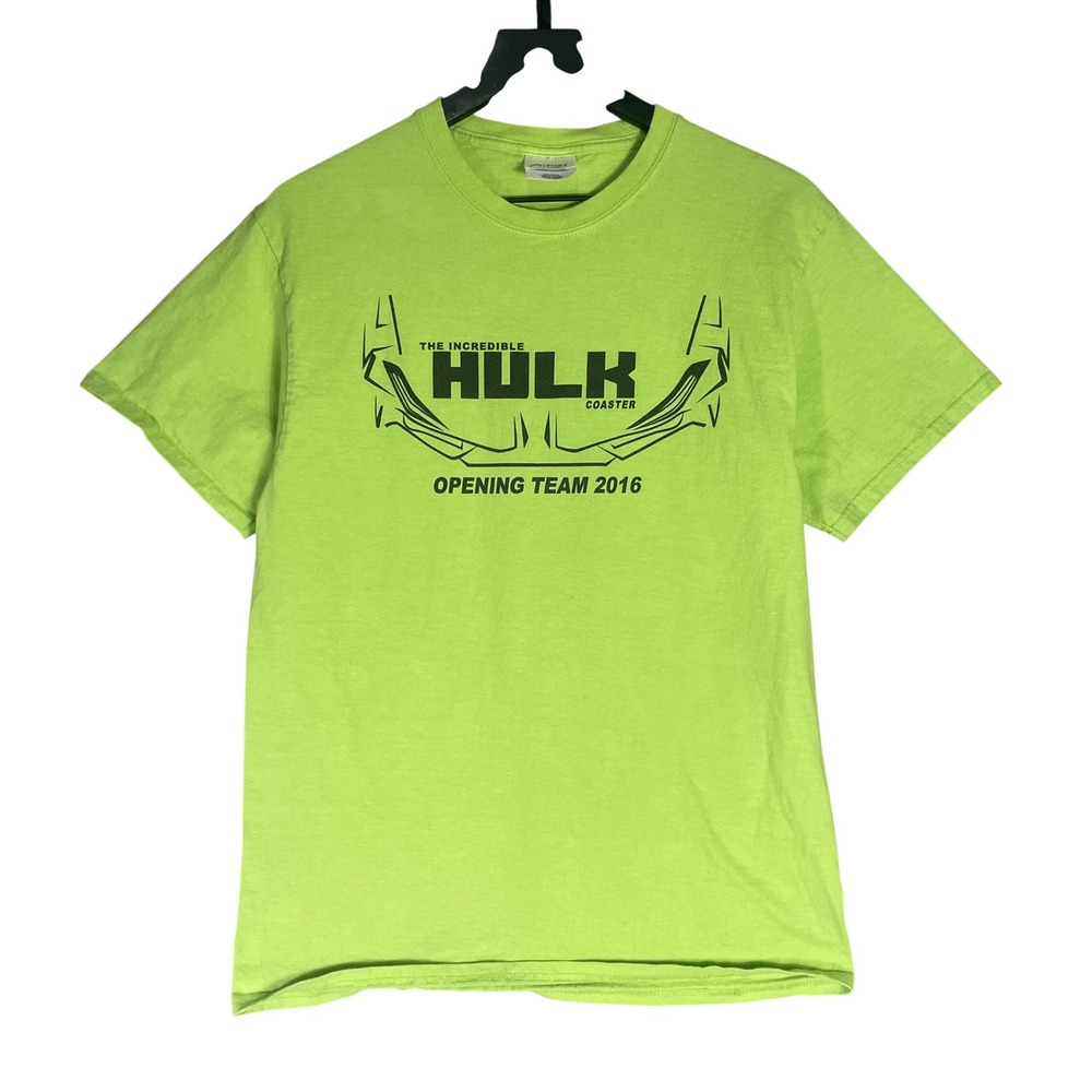 Universal Orlando Hulk Coaster Opening Team 2016 Shirt Men's M Neon Green